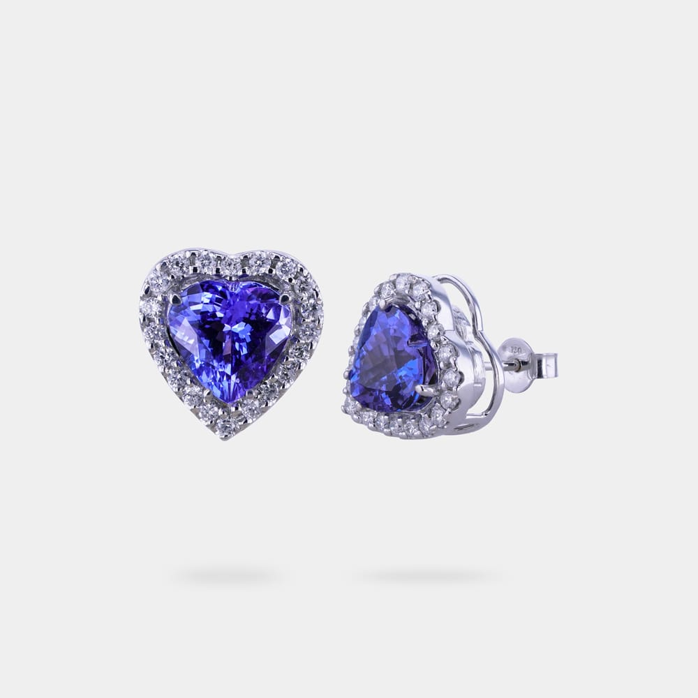 Tanzanite earrings with heart shaped stone