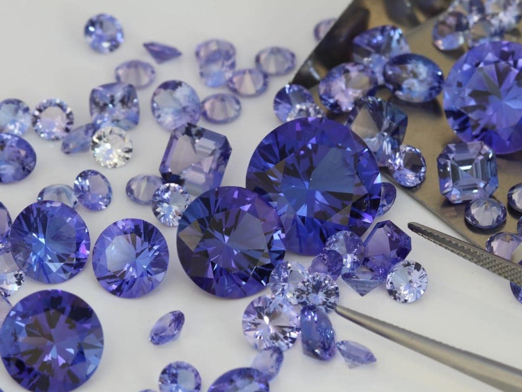 A collection of loose tanzanite stones