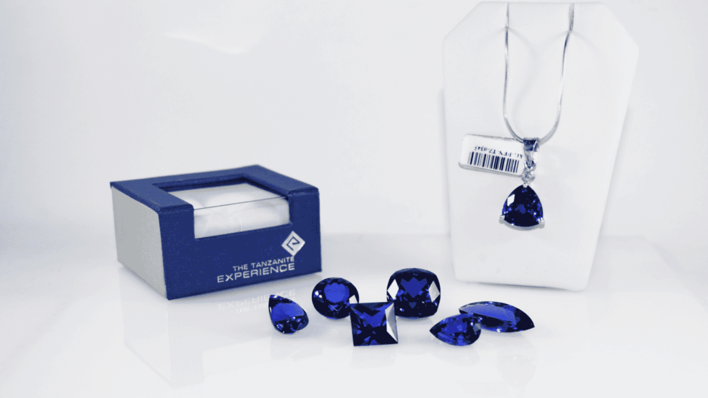 A collection of different tanzanite jewelry